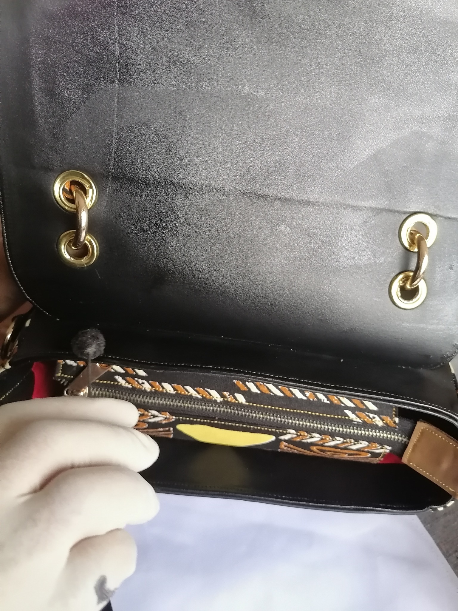 Raffia and Waxed Leather Clutch - Detail View