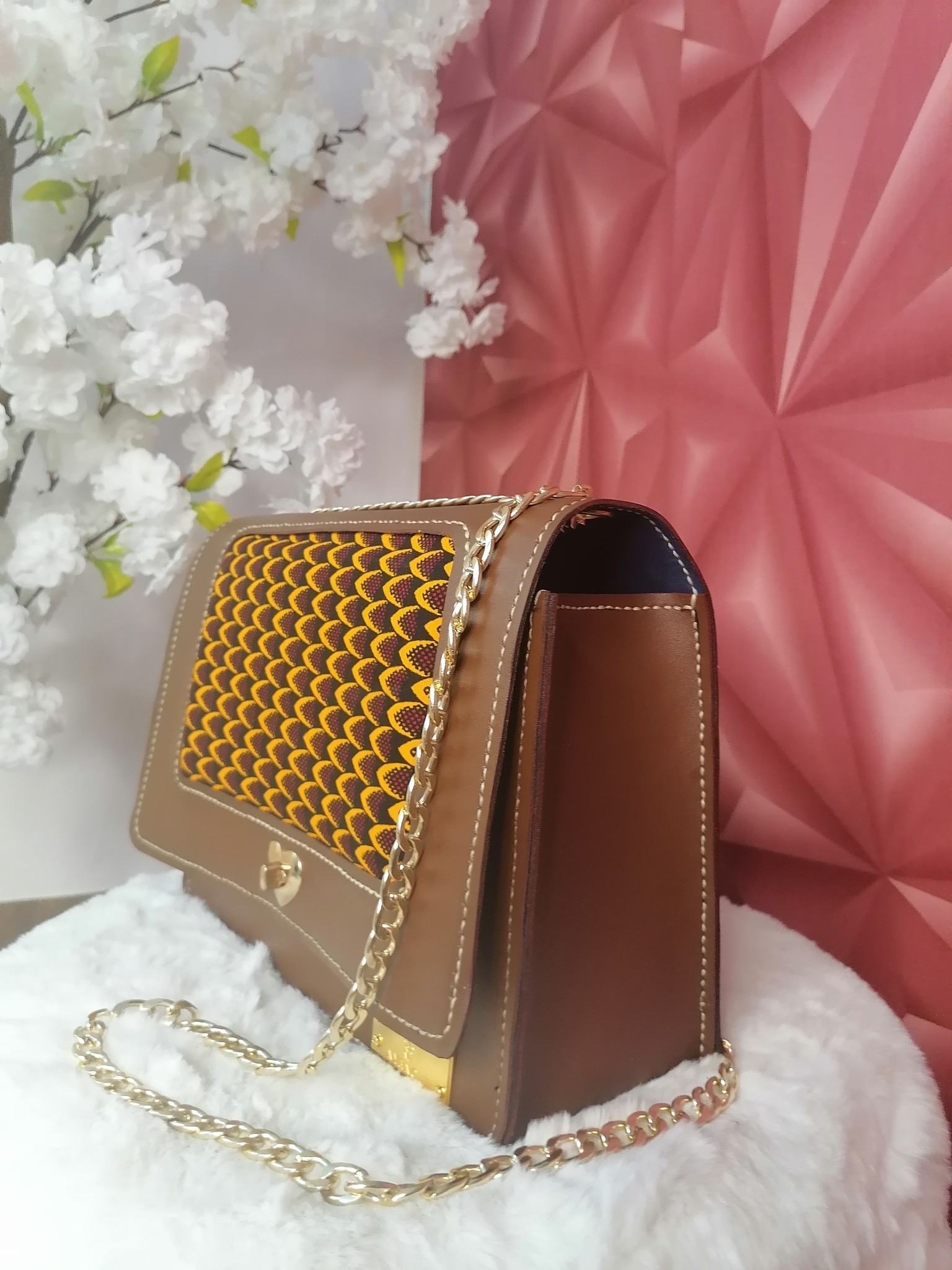 Leatherette Waxed Handbag - Side View